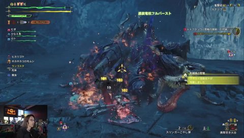 叶にガンランスの移動方法を披露する