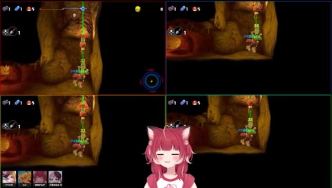 【（左上）落石を学ばないかるび】　（ズズ以外の３人死亡）　…　ズズ「学べー！　もう残り２機ってどういう事？」　まだ２機ある　「ポジティブやな」　あー！すいませーん　「かぁるび！」