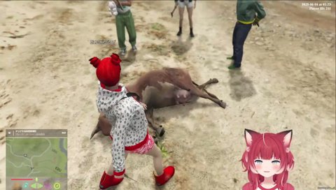 【まる君に対して…　とろろが復讐／かるびが食材扱い】　（背後から斧の一撃）／コイツ（まる君）肉にしようぜ　まる、食おう　　「正直まるちゃんが悪い　突き落としたの根に持ってる」