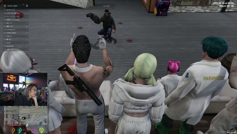 カメラにピース