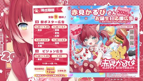 【お誕生日2026　応援広告】　ファンの人（みと029企画）がやってくれたの　　めっちゃ嬉しいんだけど！　『皆は私をどんだけ喜ばせてくれるの？』って思っちゃったヨ　　しかも色んな場所でやってくれてるの