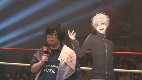 観客と一緒に５３キロ美青年だった頃のカワノも見守っているレジェンダス師弟杯