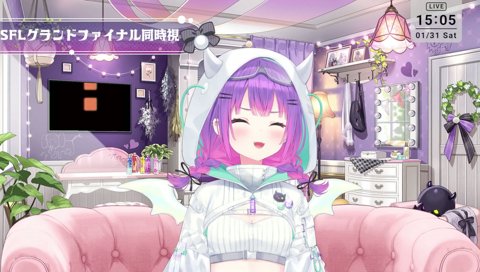 配信者としてササモンの肩叩くトワ様