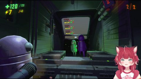 【いつもより声がかわいいめあたむ(2)】　めあ「吸ってくるヤツいたんだよ！」　らむ「見てたよ」　「助けてよ！」　てっきりアレの方が声カワイイからワザと吸われに行ったんかと思ったわ　「んなワケあるか」