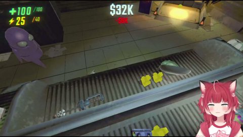 【さくめあ買い物】　ブサボさく「イクヨ？（銃の試し打ち→）」　めあ「っ！　何だよ、お前　　何だよ、痛ぇじゃ…　おらっ！（フライパンで逆襲→）」「イッテェナ！オラ！」