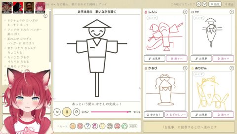 カカシのえかきうた(2)　　あり「カカシじゃない？俺のｗ　駄目？」　　しんじの…ｗ　　あり「バラバラのオモチャを一個にしたみたいなｗ」　わい「抽象的やな」